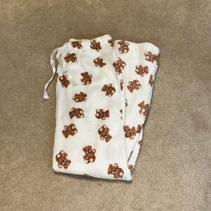 Cozy White Pajama Pants with Teddy Bear Print
